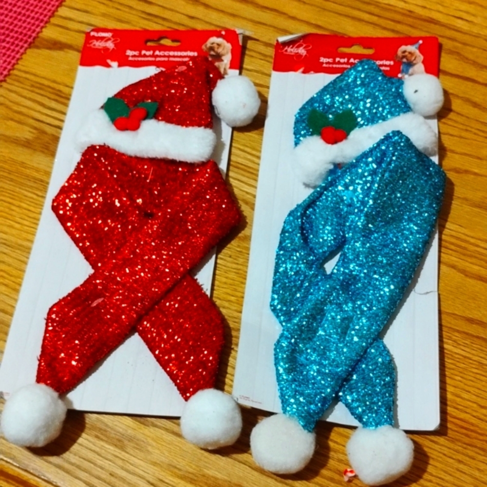 2PC HOLIDAY PET CHRISTMAS ACCESSORIES BUNDLE OF TWO SETS.